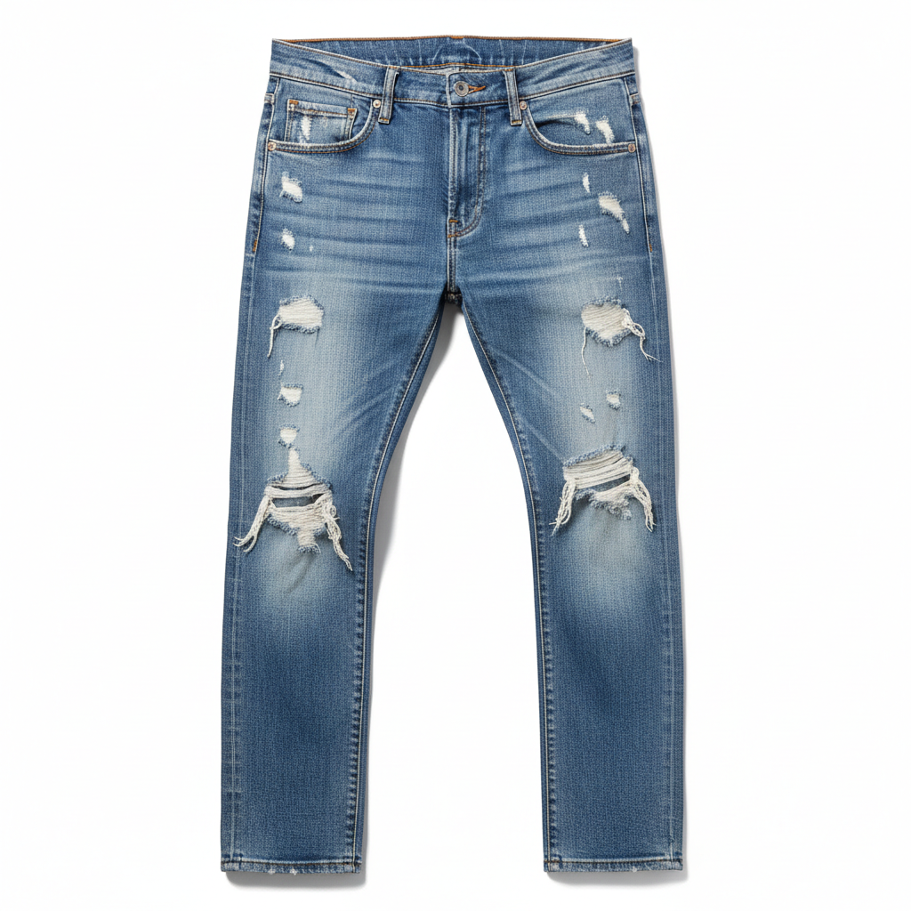 Men's Distressed Light Blue Jeans