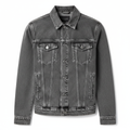 Men's Grey Washed Denim Jacket with Contrast Stitching