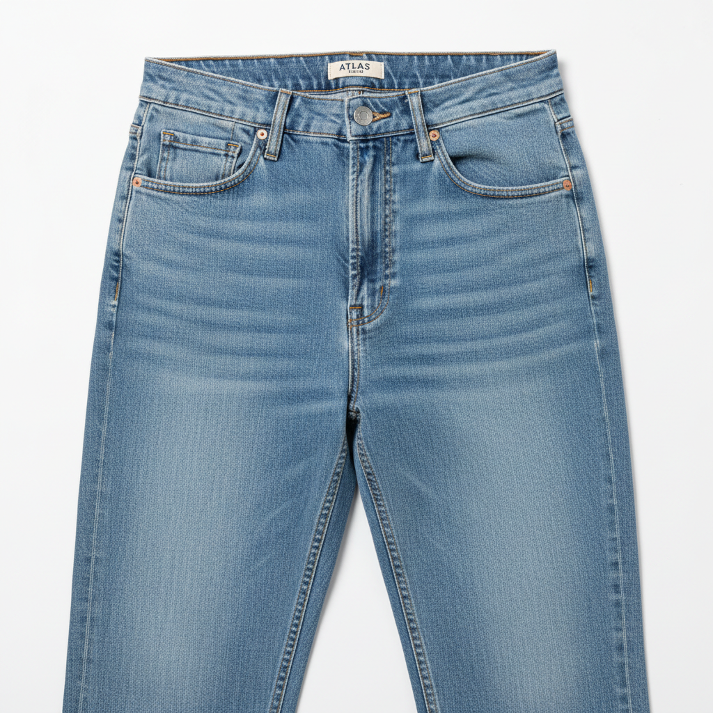 Women's High-Rise Washed Blue Straight Jeans