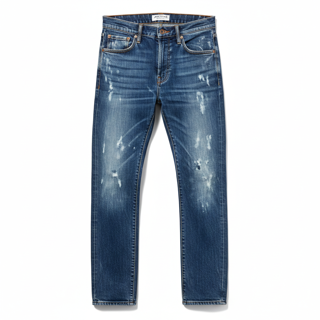 Men's Regular-Fit Washed Blue Jeans