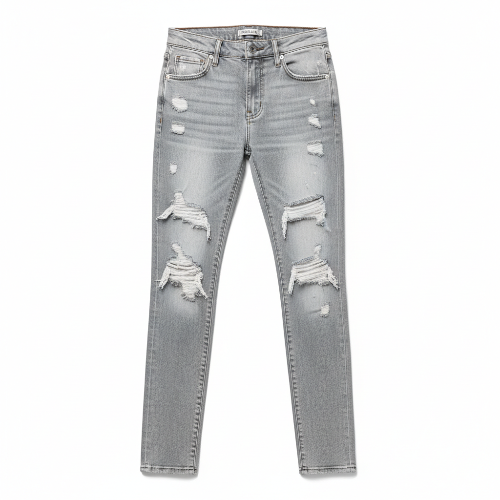 Women's Ripped Grey Denim Jeans