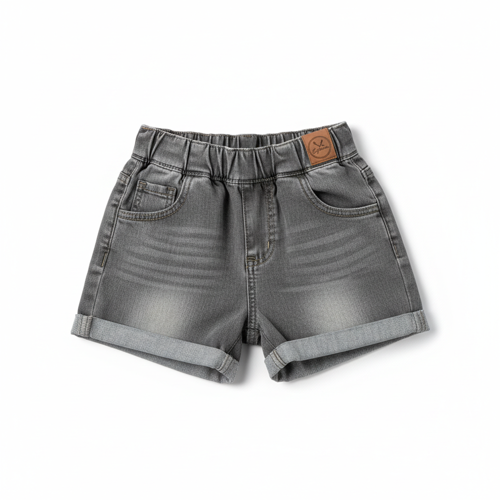 Kids' Grey Washed Denim Shorts