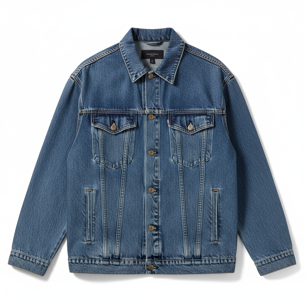 Men's Washed Medium Blue Denim Jacket