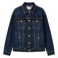 Women's Dark Blue Washed Relaxed Denim Jacket
