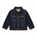 Kids' Dark Blue Denim Jacket with Contrast Stitching